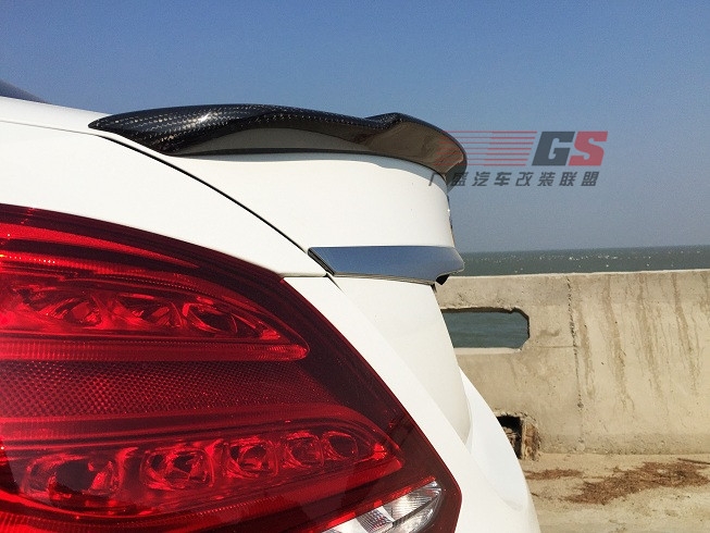 新款奔馳C級(jí)W205改裝碳纖維前唇 風(fēng)刀 前擾流碳纖維尾翼后唇包圍