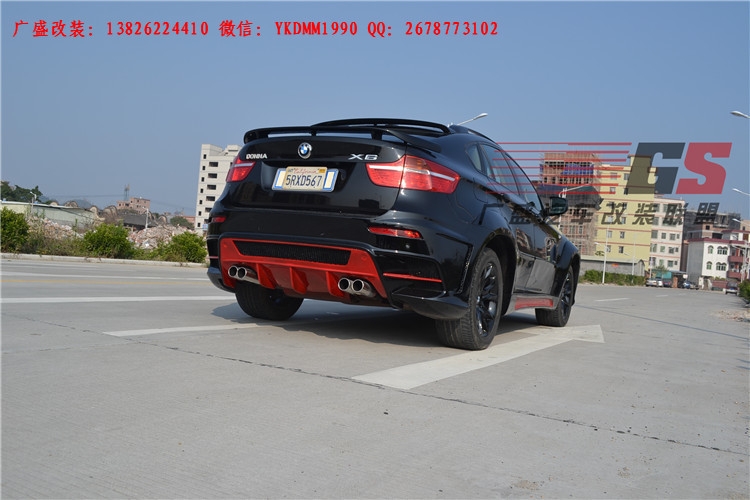 BMW寶馬X6 E71改裝LUMMA寬體大包圍碳纖維機(jī)蓋后唇四出排氣管尾翼