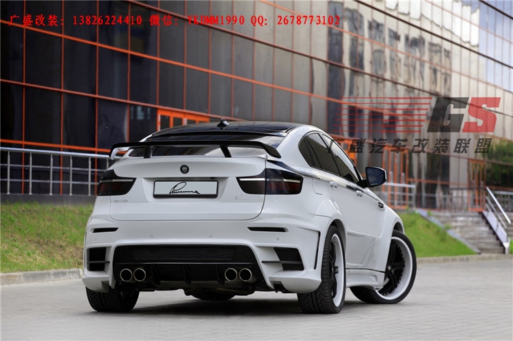 BMW寶馬X6 E71改裝LUMMA寬體大包圍碳纖維機(jī)蓋后唇四出排氣管尾翼