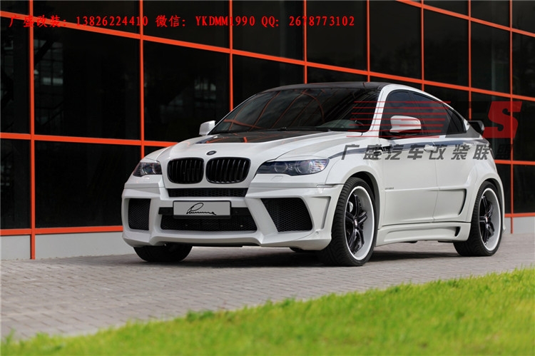BMW寶馬X6 E71改裝LUMMA寬體大包圍碳纖維機(jī)蓋后唇四出排氣管尾翼