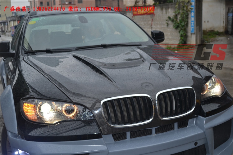 BMW寶馬X6 E71改裝LUMMA寬體大包圍碳纖維機(jī)蓋后唇四出排氣管尾翼