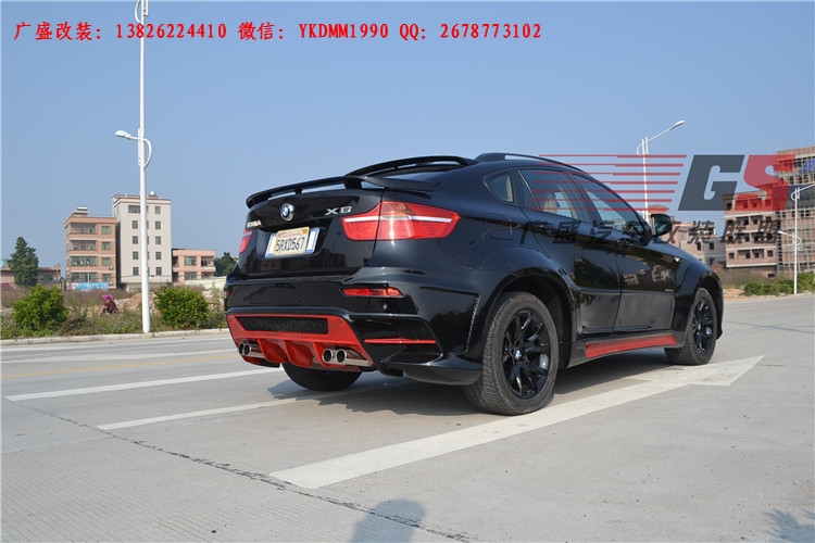 BMW寶馬X6 E71改裝LUMMA寬體大包圍碳纖維機(jī)蓋后唇四出排氣管尾翼