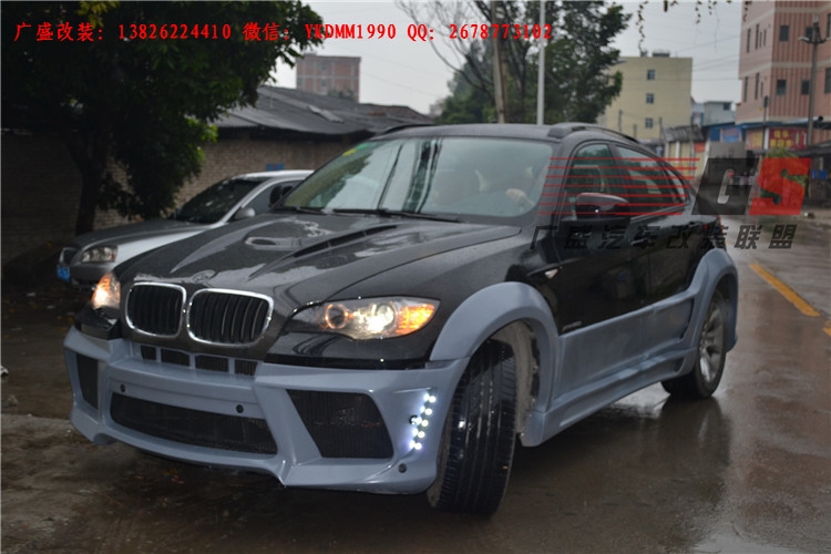 BMW寶馬X6 E71改裝LUMMA寬體大包圍碳纖維機(jī)蓋后唇四出排氣管尾翼