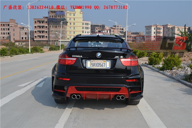 BMW寶馬X6 E71改裝LUMMA寬體大包圍碳纖維機(jī)蓋后唇四出排氣管尾翼