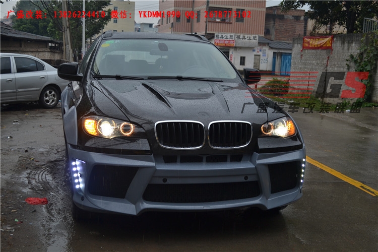 BMW寶馬X6 E71改裝LUMMA寬體大包圍碳纖維機(jī)蓋后唇四出排氣管尾翼
