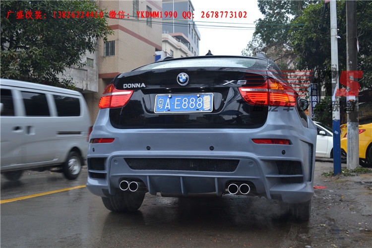 BMW寶馬X6 E71改裝LUMMA寬體大包圍碳纖維機(jī)蓋后唇四出排氣管尾翼