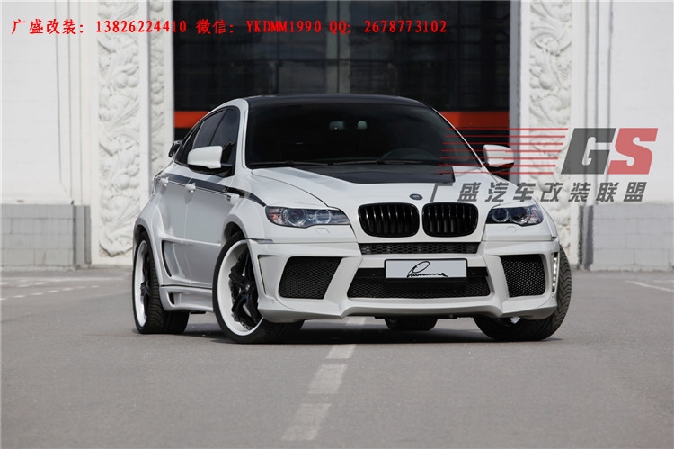 BMW寶馬X6 E71改裝LUMMA寬體大包圍碳纖維機(jī)蓋后唇四出排氣管尾翼
