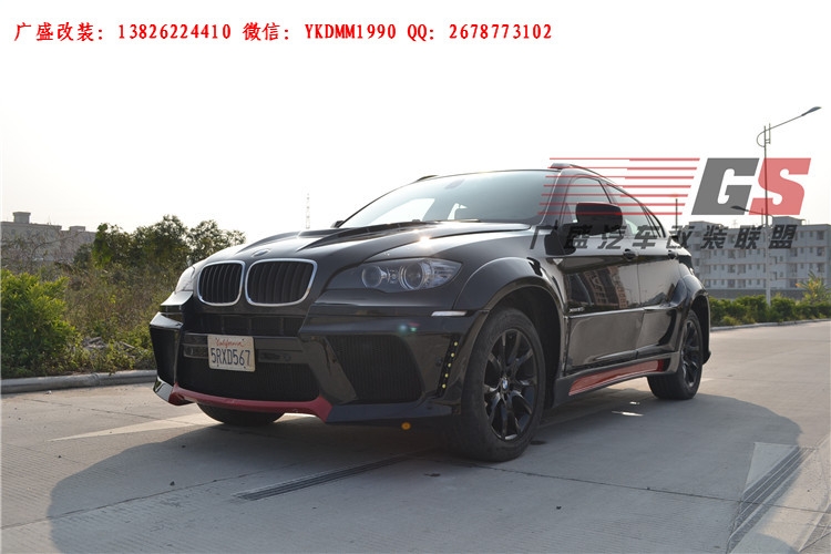 BMW寶馬X6 E71改裝LUMMA寬體大包圍碳纖維機(jī)蓋后唇四出排氣管尾翼