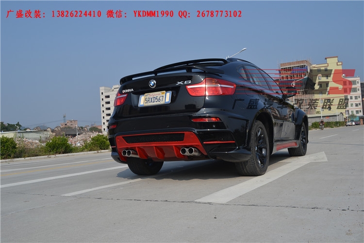 BMW寶馬X6 E71改裝LUMMA寬體大包圍碳纖維機(jī)蓋后唇四出排氣管尾翼
