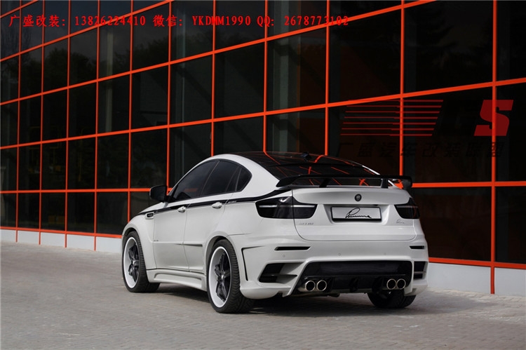 BMW寶馬X6 E71改裝LUMMA寬體大包圍碳纖維機(jī)蓋后唇四出排氣管尾翼