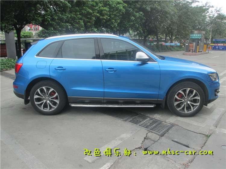 奧迪Q5全車改色貼膜 原車香檳色改色施工美國艾利小珠光金屬藍
