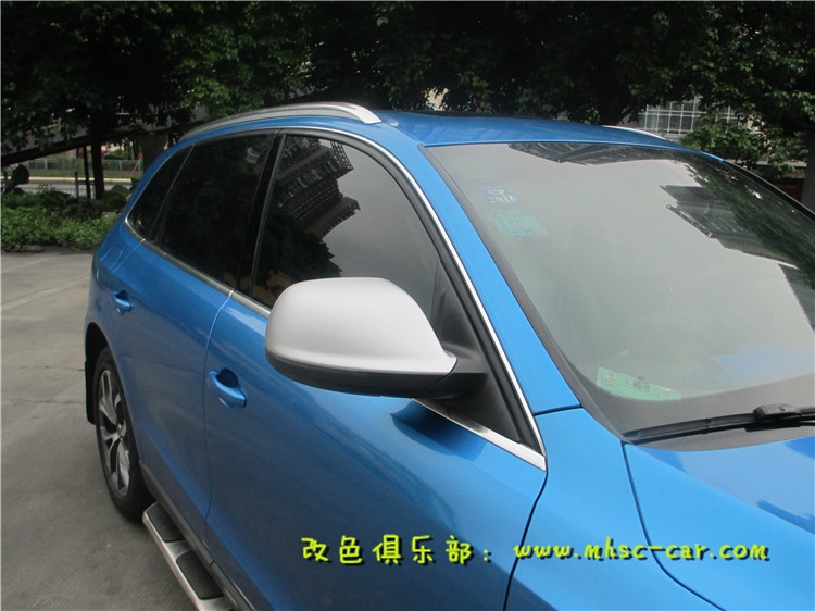 奧迪Q5全車改色貼膜 原車香檳色改色施工美國艾利小珠光金屬藍
