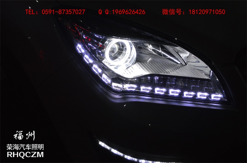 福州改燈 長(zhǎng)安CS35燈光升級(jí)氙氣燈小糸Q5雙光透鏡 福州榮海照明