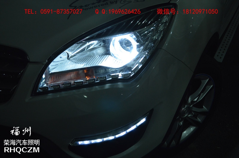 福州改燈 長(zhǎng)安CS35燈光升級(jí)氙氣燈小糸Q5雙光透鏡 福州榮海照明