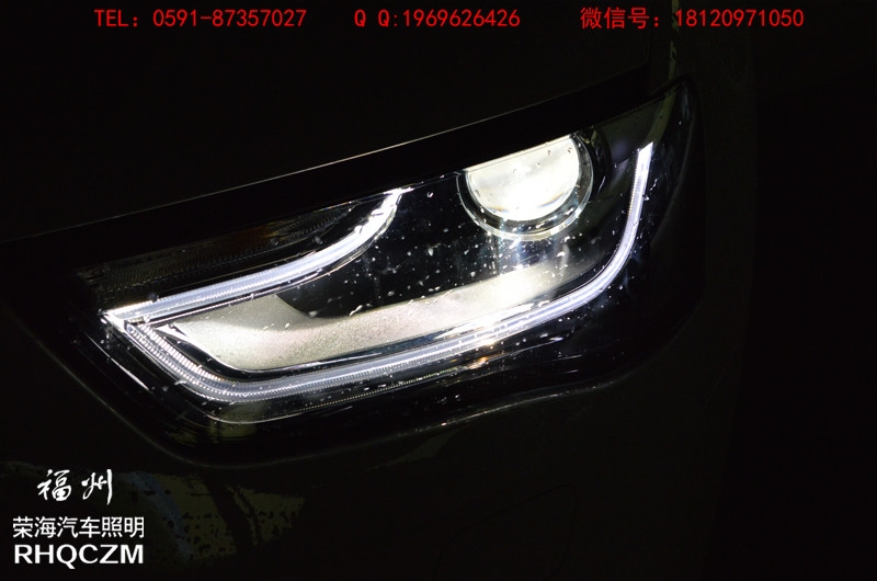 福州車燈改裝 奧迪A4大燈總成低配升級(jí)原裝高配大燈總成 福州榮海照明