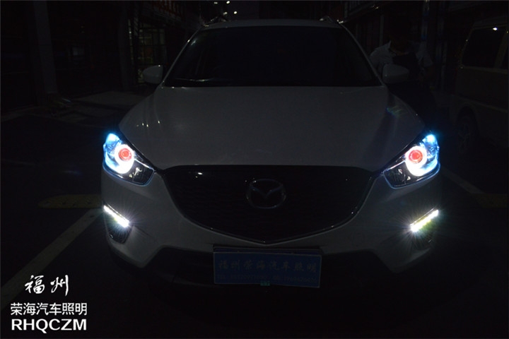 福州改日行燈 馬自達(dá)CX-5大燈改氙氣燈海拉五雙光透鏡 福州榮海照明