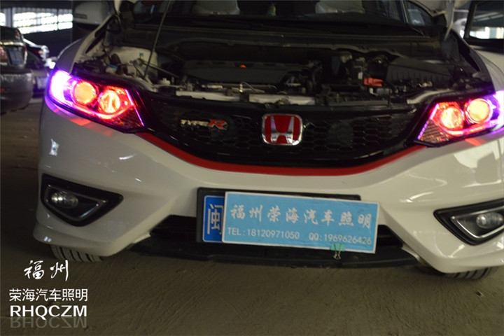 福州改燈 本田杰德車燈升級氙氣燈海拉五雙光透鏡 福州榮海照明