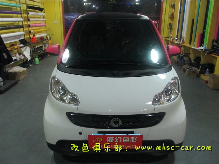 smart貼C框 女士用車 C框白色改亞面玫紅