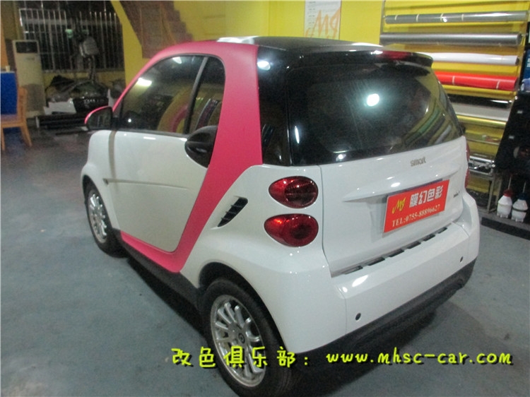 smart貼C框 女士用車 C框白色改亞面玫紅