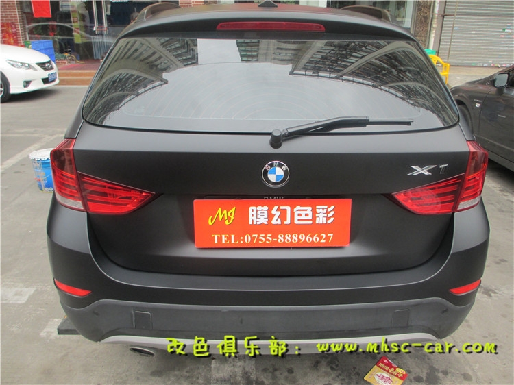 寶馬X1改顏色 全車改色貼膜 原車棕色改亞光黑