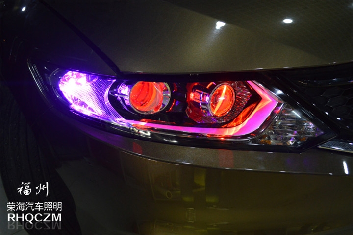 福州改燈 本田杰德大燈升級氙氣燈海拉五雙光透鏡 福州榮海汽車照明