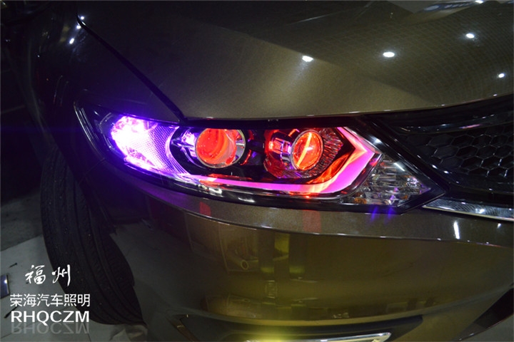 福州改燈 本田杰德大燈升級氙氣燈海拉五雙光透鏡 福州榮海汽車照明