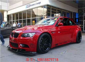 寶馬3系改裝寬體包圍 M3 E92改LBWORKS套件 LB碳纖前唇 碳纖尾翼