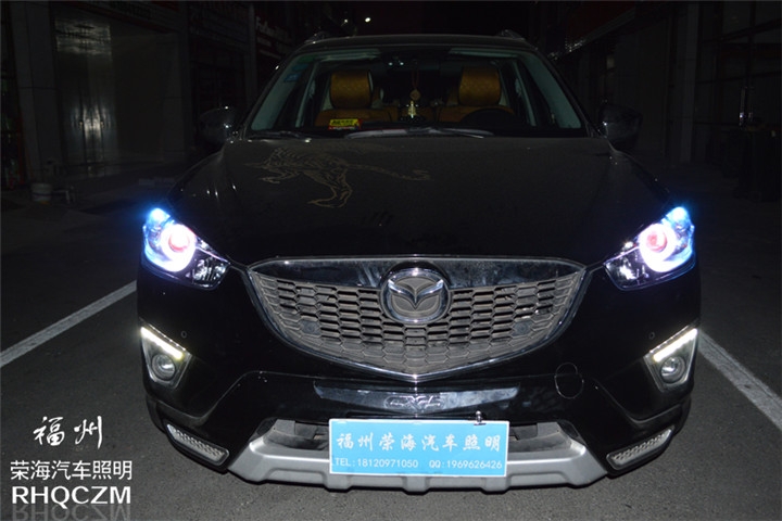 福州汽車改燈 馬自達CX-5車燈升級氙氣燈海拉三透鏡 福州榮海照明
