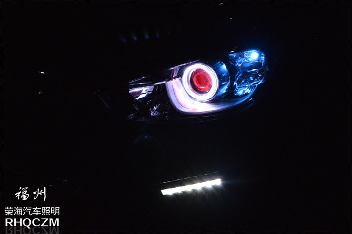 福州汽車改燈 馬自達CX-5車燈升級氙氣燈海拉三透鏡 福州榮海照明