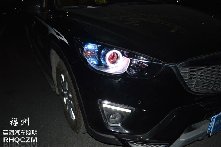 福州汽車改燈 馬自達CX-5車燈升級氙氣燈海拉三透鏡 福州榮海照明
