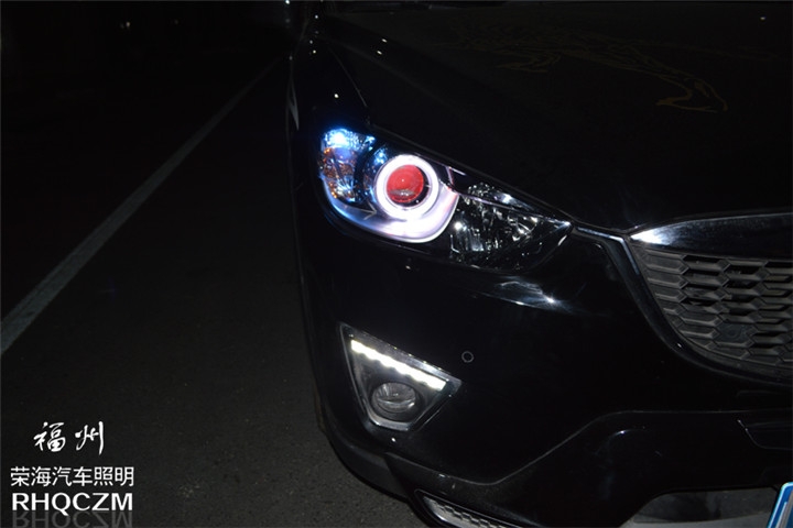 福州汽車改燈 馬自達CX-5車燈升級氙氣燈海拉三透鏡 福州榮海照明