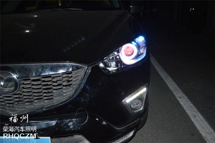福州汽車改燈 馬自達CX-5車燈升級氙氣燈海拉三透鏡 福州榮海照明