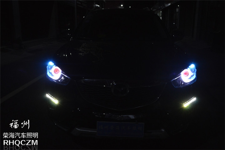 福州汽車改燈 馬自達CX-5車燈升級氙氣燈海拉三透鏡 福州榮海照明