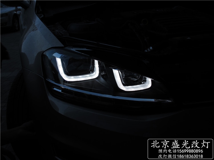 【北京盛光改燈】高爾夫7升級歐版雙U氙氣大燈總成