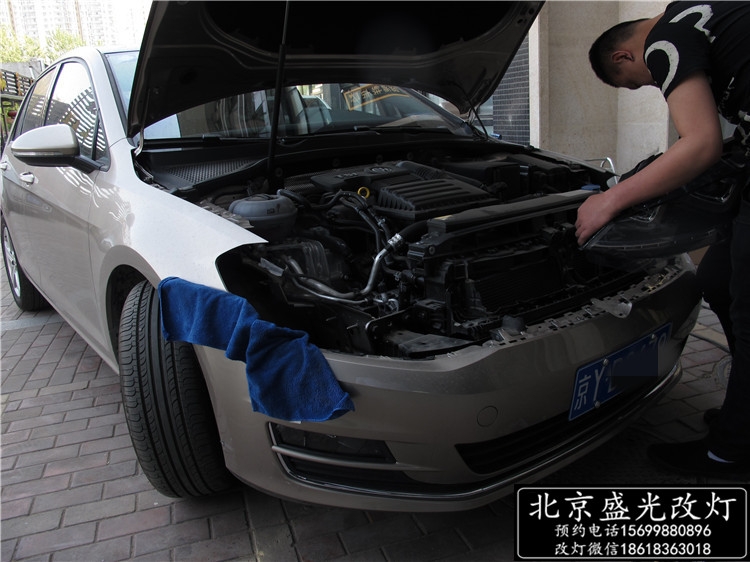 【北京盛光改燈】高爾夫7升級歐版雙U氙氣大燈總成