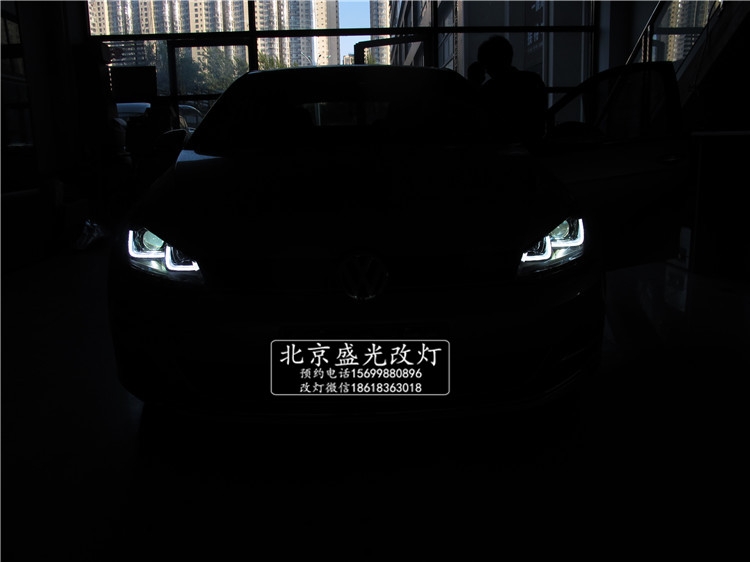 【北京盛光改燈】高爾夫7升級歐版雙U氙氣大燈總成