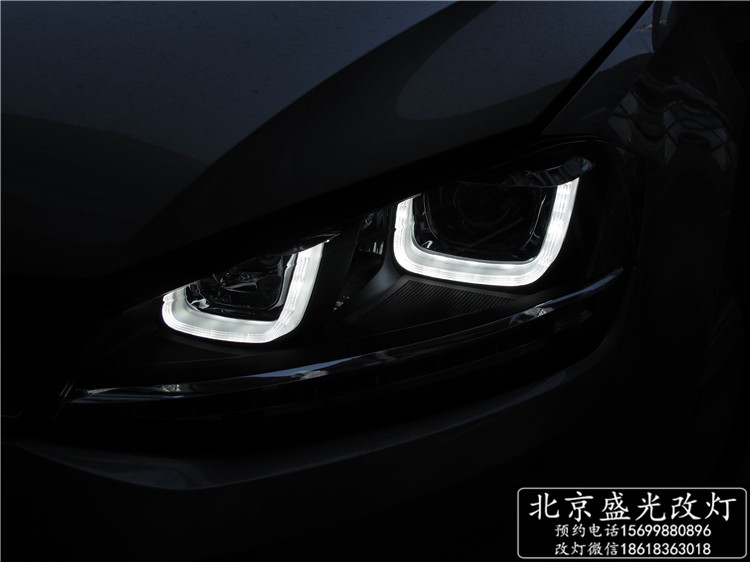 【北京盛光改燈】高爾夫7升級歐版雙U氙氣大燈總成