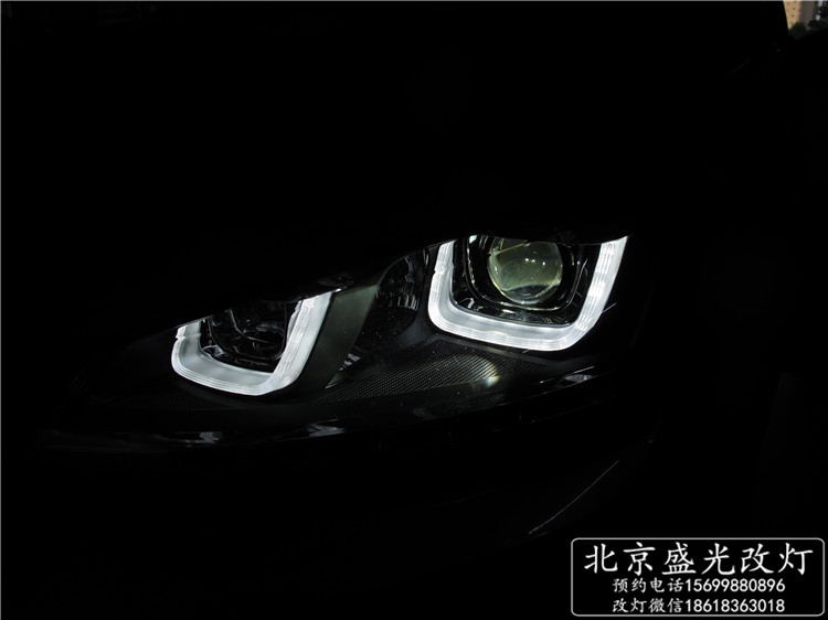 【北京盛光改燈】高爾夫7升級歐版雙U氙氣大燈總成