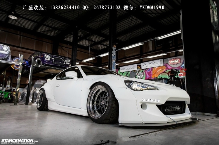 豐田GT86改裝Greddy Rocket bunny寬體二代大包圍碳纖維前唇排氣