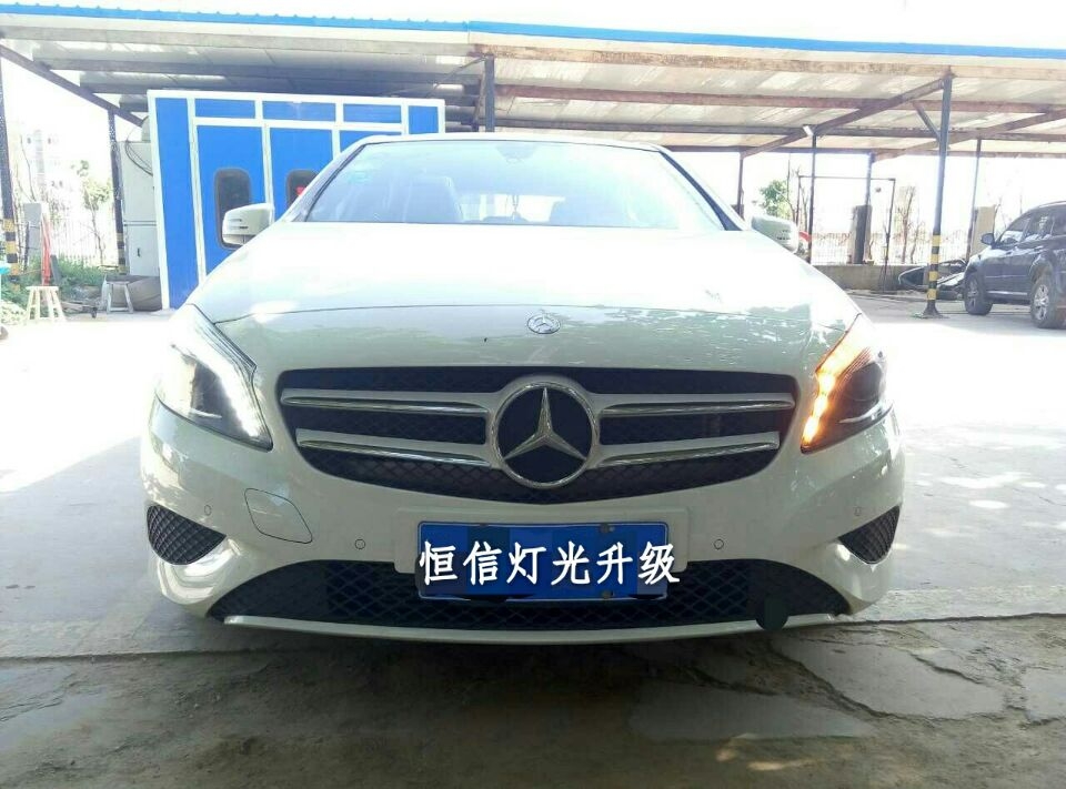 【石家莊恒信汽車(chē)燈光升級(jí)】邢臺(tái)上門(mén)安裝奔馳A級(jí)大燈，河北首例