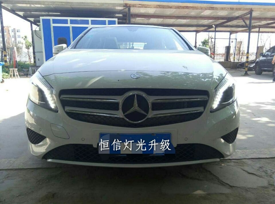 【石家莊恒信汽車(chē)燈光升級(jí)】邢臺(tái)上門(mén)安裝奔馳A級(jí)大燈，河北首例