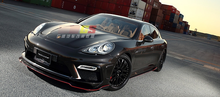 09-12保時捷panamera GTS改裝大包圍 碳纖維尾翼前唇后唇閥門排氣
