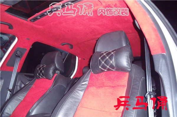 兵馬俑內(nèi)飾升級大眾高六酒紅翻毛頂棚69