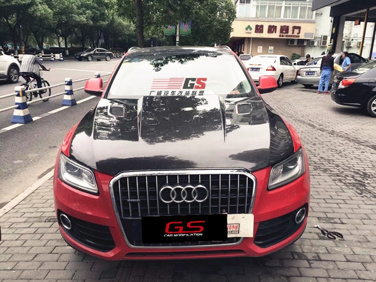 奧迪Q5改裝ABT碳纖維機蓋 引擎蓋 開孔碳纖維 Q5改裝大包圍排氣管