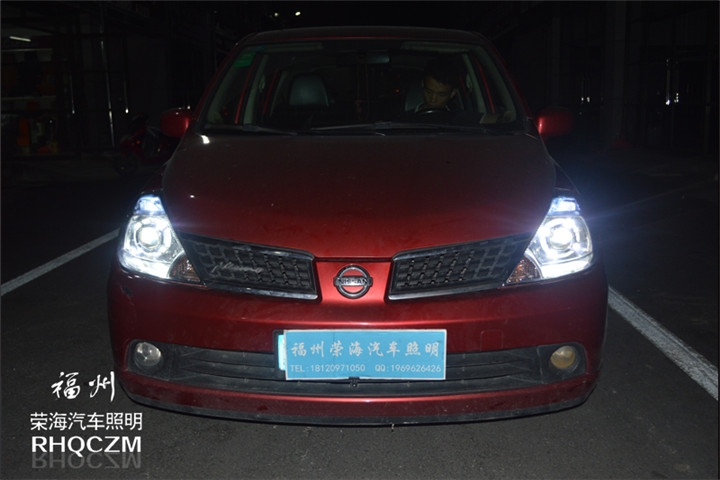 福州改燈 日產(chǎn)頤達(dá)大燈改裝保時(shí)捷panamera LED光導(dǎo)裝飾罩 福州榮海照明