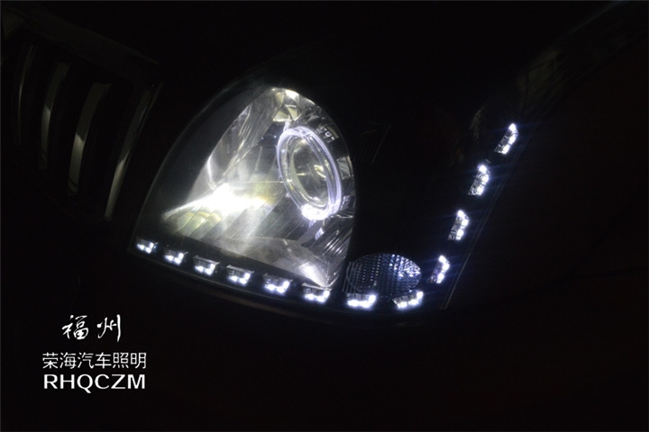 福州汽車改燈 豐田霸道車燈改裝歐司朗氙氣燈海拉三雙光透鏡 福州榮海照明