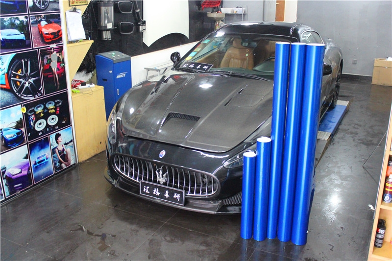 長(zhǎng)沙汽車改裝店 全車改色貼膜 匯格車研 瑪莎拉蒂GTS換裝-爵士金屬藍(lán)膜