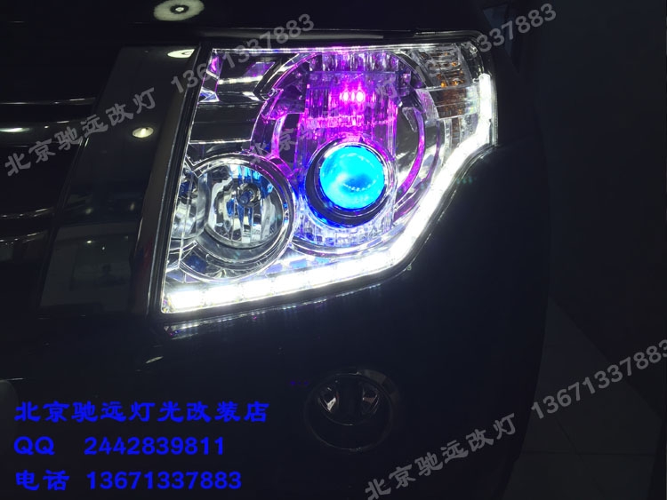 三菱帕杰羅 V93改裝車燈 透鏡氙氣燈