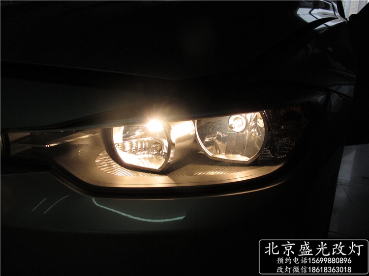 北京改燈 寶馬316i升級(jí)原廠高配天使眼氙燈