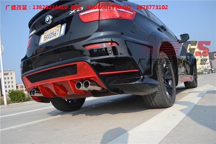 BMW寶馬X6 E71改裝LUMMA寬體大包圍碳纖維機(jī)蓋后唇四出排氣管尾翼